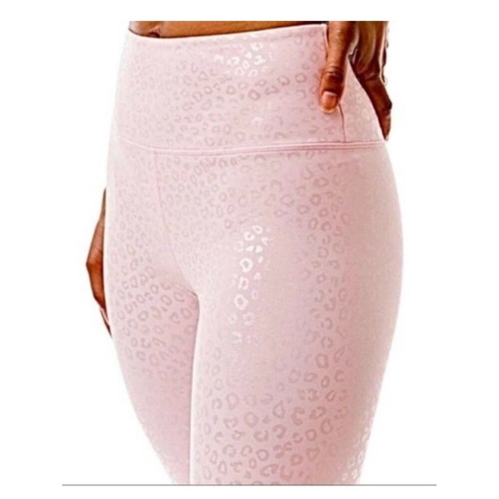 Zyia Light n Tight Pink UnicornShimmer Leopard Leggings Crop Length Womens 8-10